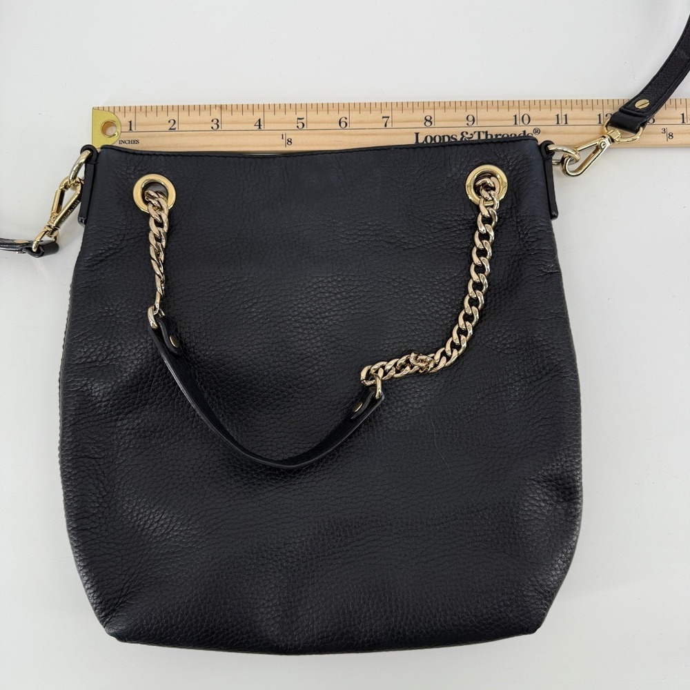 Michael Kors Black Pebbled Leather Chain Shoulder Tote Bag Crossbody Strap - Picture 14 of 16
